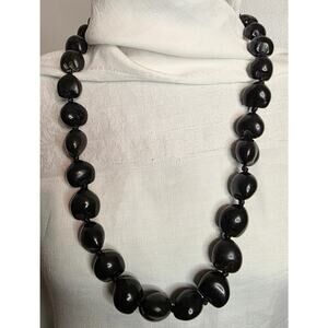 31" Black Kukui Nut Hawaiian Lei, Necklace - Luau, Wedding, Graduation